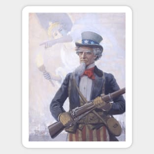 Uncle Sam Goes To War Vintage Propaganda Sticker